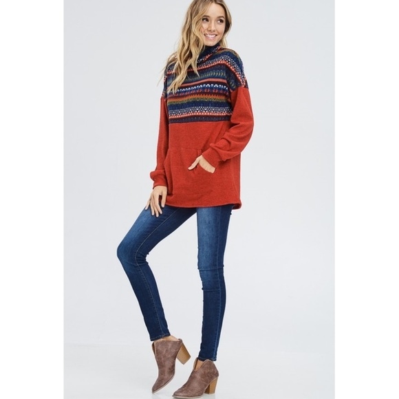 NWT White Birch Aztec Print High Neck Sweater, Size Large - Picture 4 of 8